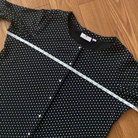 Quacker factory woman’s lightweight white polka dot on black jacket snap front - Picture 10 of 12